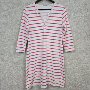J McLaughlin Dress Womens Large Pink White Stripe Catalina Cloth